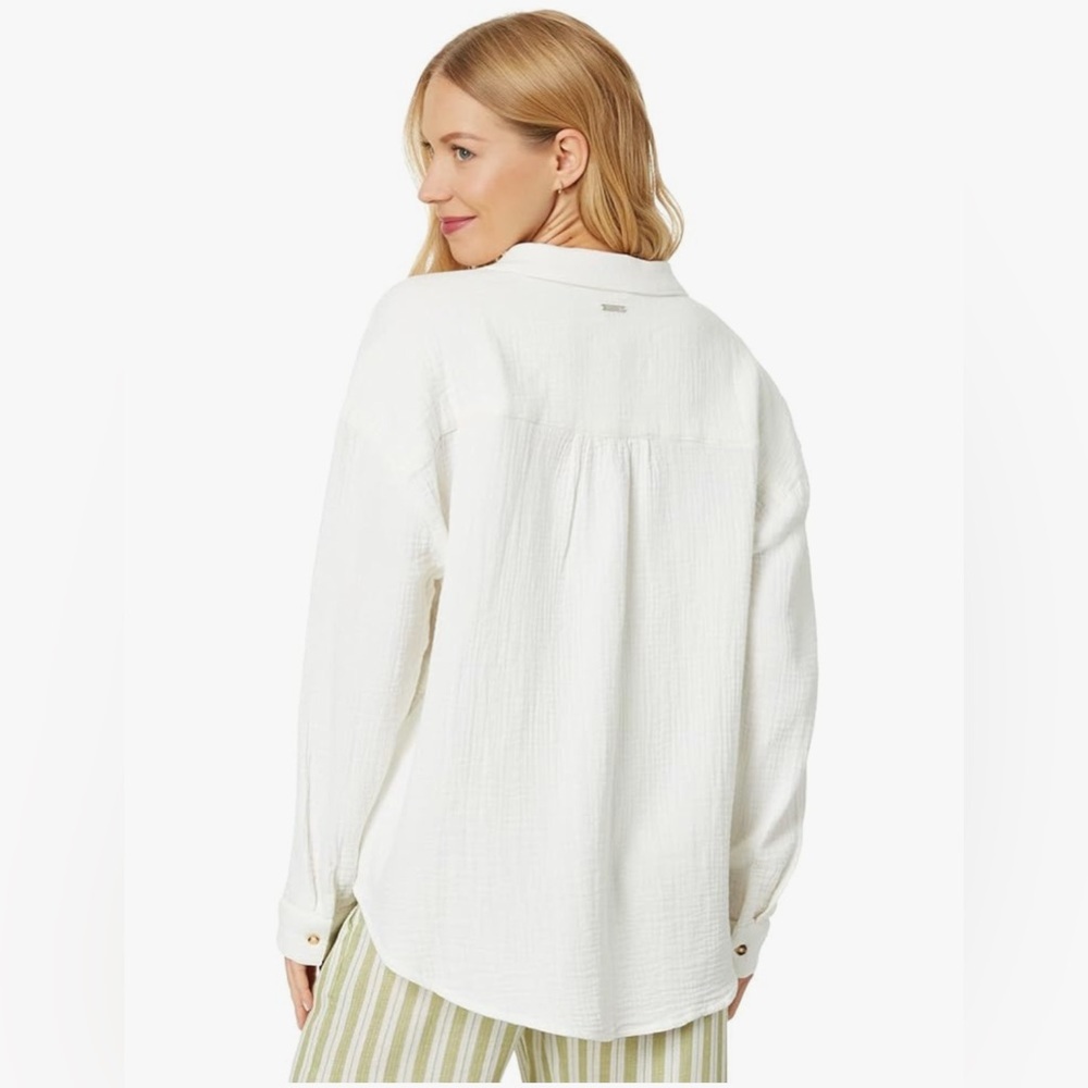 Billabong Right On Woven Seersucker Top Button Down L - Picture 2 of 8